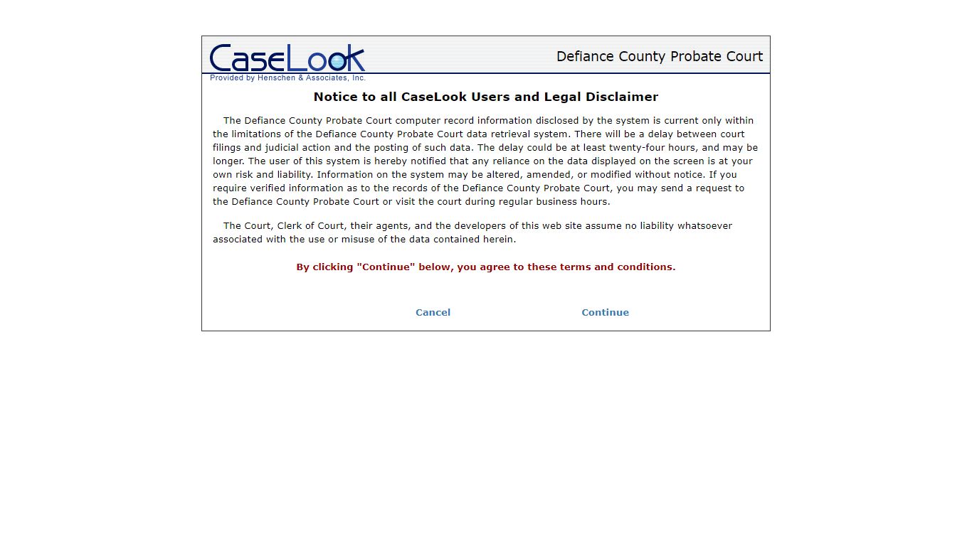 Defiance County Probate Court - Record Search